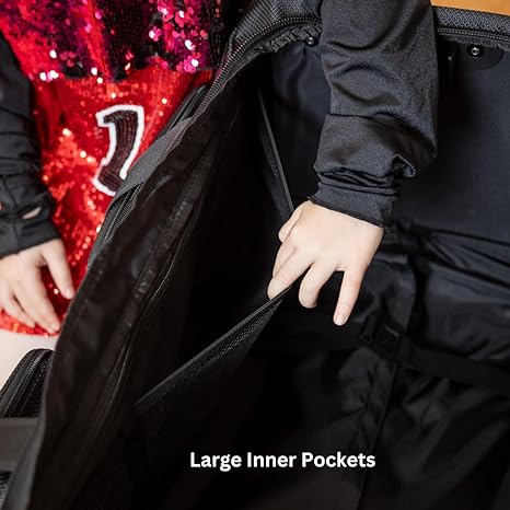 Rolling Dance Bag with Garment Rack - Raven Black, Medium 22"