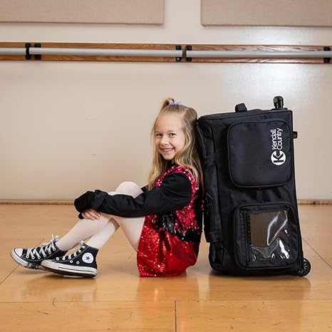 Rolling Dance Bag with Garment Rack - Raven Black, Medium 22"