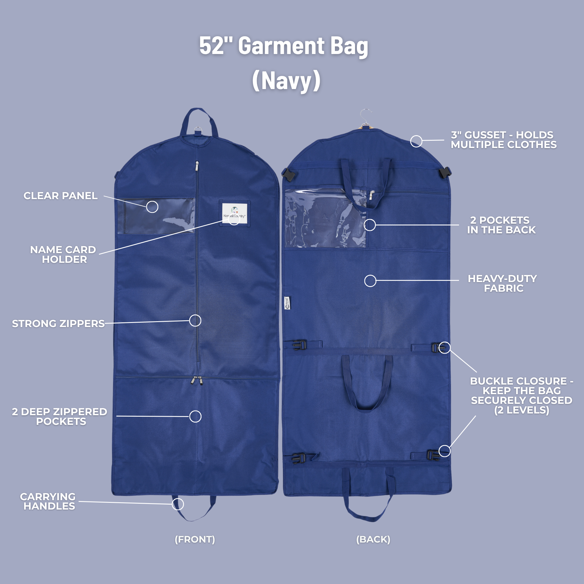 52" Waterproof Garment Bag - Midnight Blue