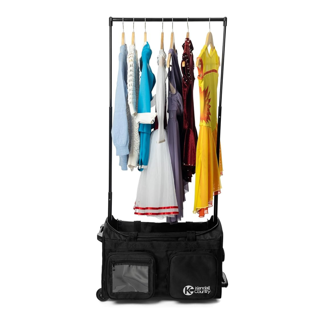 Rolling Dance Bag with Garment Rack - Raven Black, Medium 22"