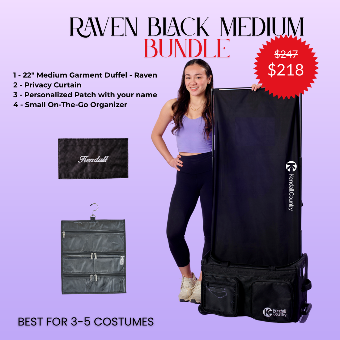 Medium Rolling Dance Duffel Bundle - Raven Black
