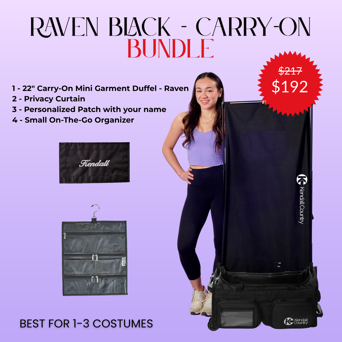 Carry-on Rolling Dance Duffel Bundle - Raven Black