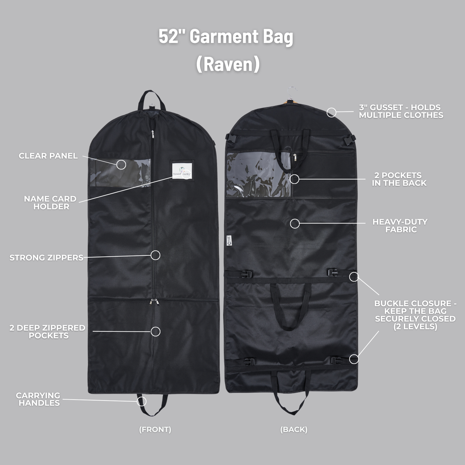 52&quot; Waterproof Garment Bag with Accessory Bag - Raven Black