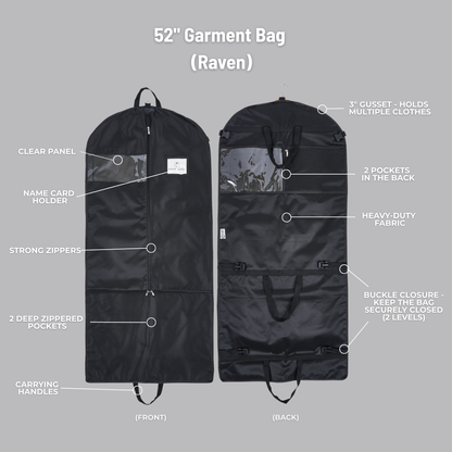 52&quot; Waterproof Garment Bag with Accessory Bag - Raven Black