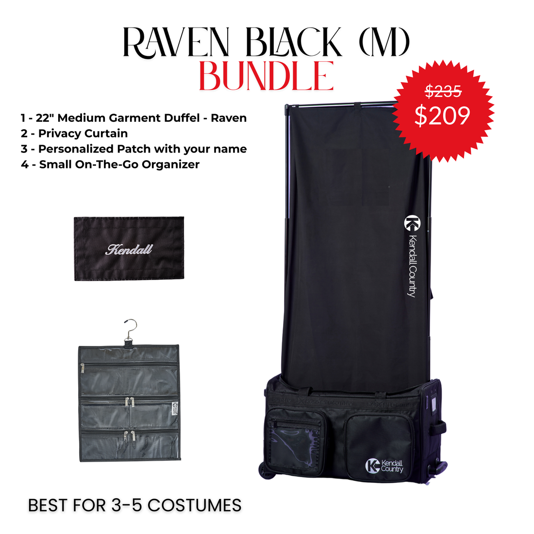 Medium Rolling Dance Duffel Bundle - Raven Black