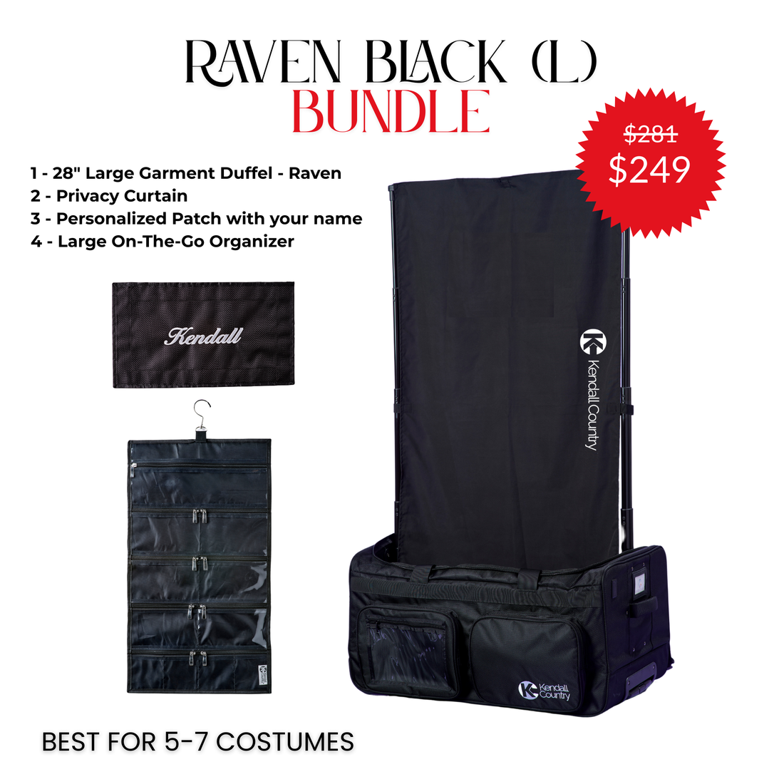 Large Rolling Dance Duffel Bundle - Raven Black