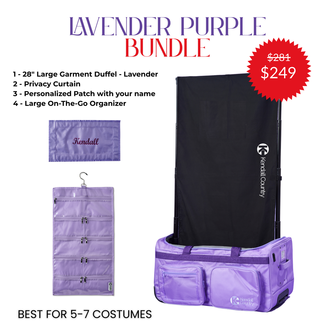 Large Rolling Dance Duffel Bundle - Lavender Purple